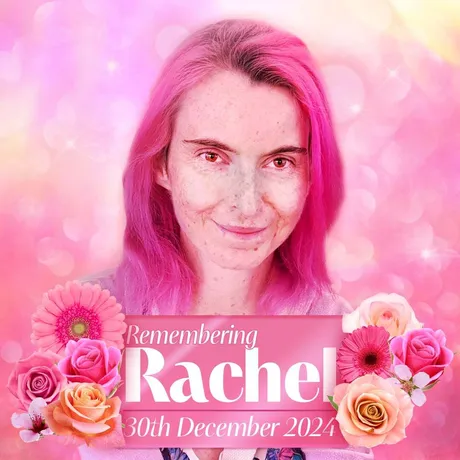 Photo of Rachel with the words Remembering Rachel, 30th December 2024